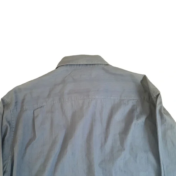 Claiborne | Mens Blue Button up Long Sleeve Stripe Dress shirt Size XL - Picture 5 of 6